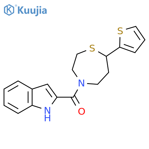 2-[7-(thiophen-2-yl)-1,4-thiazepane-4-carbonyl]-1H-indole structure