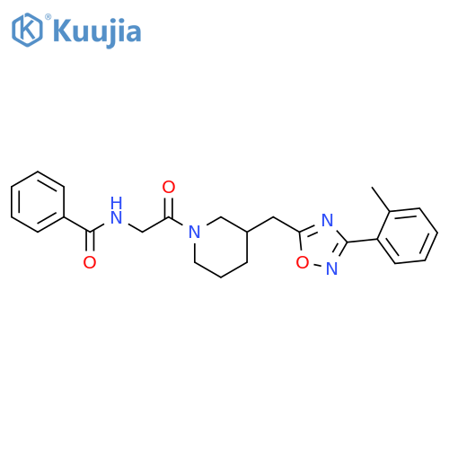 N-[2-(3-{[3-(2-methylphenyl)-1,2,4-oxadiazol-5-yl]methyl}piperidin-1-yl)-2-oxoethyl]benzamide structure