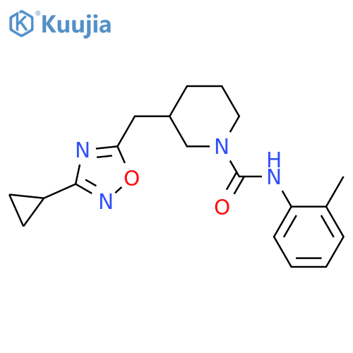 3-[(3-cyclopropyl-1,2,4-oxadiazol-5-yl)methyl]-N-(2-methylphenyl)piperidine-1-carboxamide structure