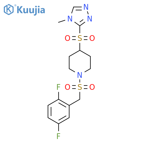 1-(2,5-difluorophenyl)methanesulfonyl-4-(4-methyl-4H-1,2,4-triazol-3-yl)sulfonylpiperidine structure