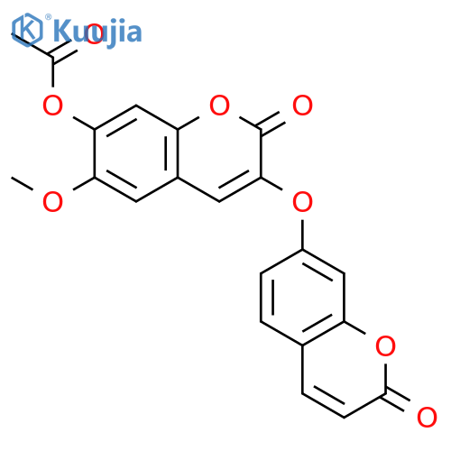 2H-1-Benzopyran-2-one,7-(acetyloxy)-6-methoxy-3-[(2-oxo-2H-1-benzopyran-7-yl)oxy]- structure