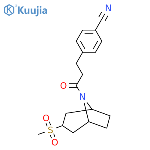 4-(3-{3-methanesulfonyl-8-azabicyclo3.2.1octan-8-yl}-3-oxopropyl)benzonitrile structure