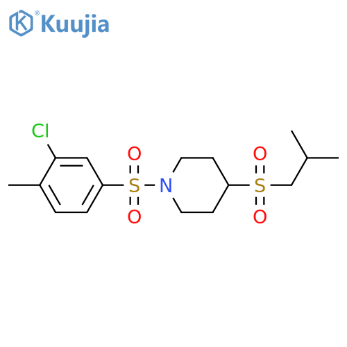 1-(3-chloro-4-methylbenzenesulfonyl)-4-(2-methylpropanesulfonyl)piperidine structure