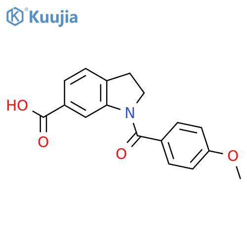1-(4-methoxybenzoyl)-2,3-dihydro-1H-indole-6-carboxylic acid structure