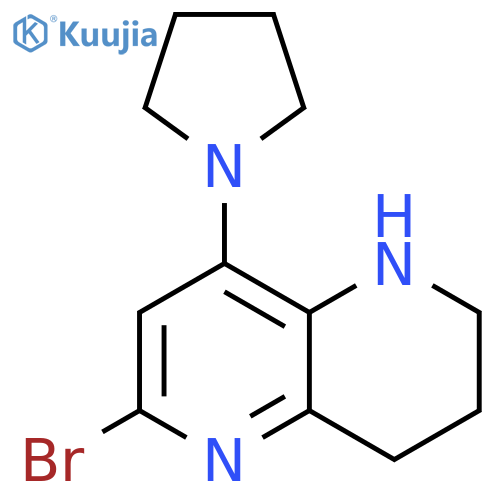 6-Bromo-8-(pyrrolidin-1-yl)-1,2,3,4-tetrahydro-1,5-naphthyridine structure