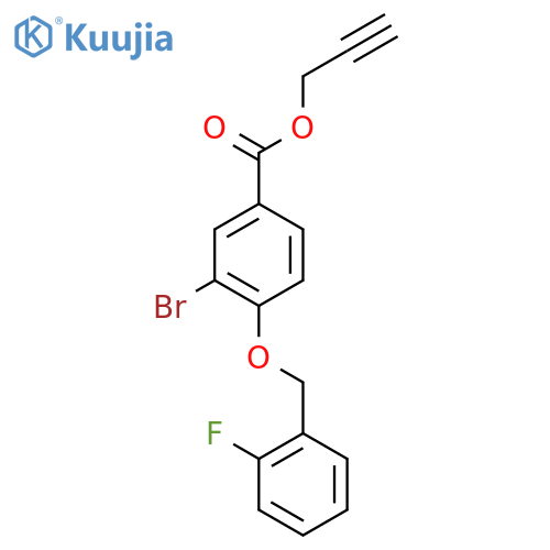 Prop-2-yn-1-yl 3-bromo-4-((2-fluorobenzyl)oxy)benzoate structure