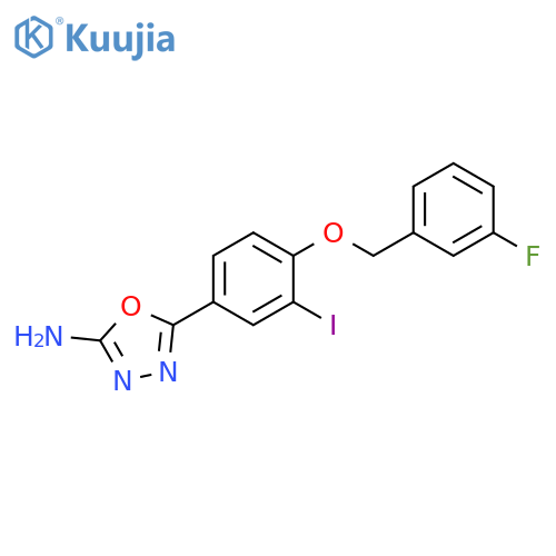 5-[4-(3-Fluoro-benzyloxy)-3-iodo-phenyl]-[1,3,4]oxadiazol-2-ylamine structure