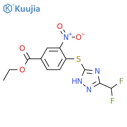 4-(5-Difluoromethyl-4H-[1,2,4]triazol-3-ylsulfanyl)-3-nitro-benzoic acid ethyl ester structure