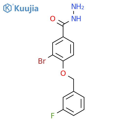 3-Bromo-4-((3-fluorobenzyl)oxy)benzohydrazide structure
