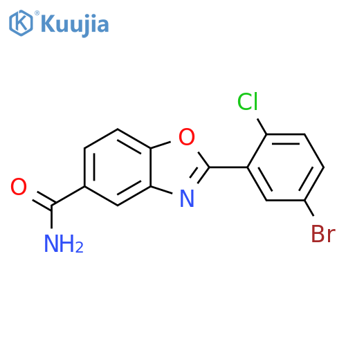 2-(5-Bromo-2-chloro-phenyl)-benzooxazole-5-carboxylic acid amide structure