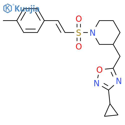 3-[(3-cyclopropyl-1,2,4-oxadiazol-5-yl)methyl]-1-[(E)-2-(4-methylphenyl)ethenesulfonyl]piperidine structure