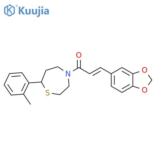 (2E)-3-(2H-1,3-benzodioxol-5-yl)-1-[7-(2-methylphenyl)-1,4-thiazepan-4-yl]prop-2-en-1-one structure