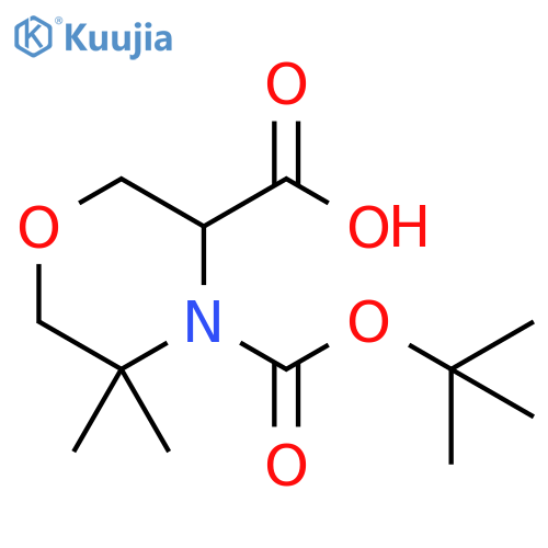 4-(tert-butoxy)carbonyl-5,5-dimethylmorpholine-3-carboxylic acid structure