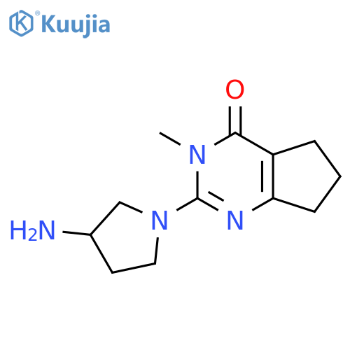 2-(3-Amino-pyrrolidin-1-yl)-3-methyl-3,5,6,7-tetrahydro-cyclopentapyrimidin-4-one structure
