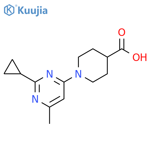 1-(2-Cyclopropyl-6-methyl-pyrimidin-4-yl)-piperidine-4-carboxylic acid structure