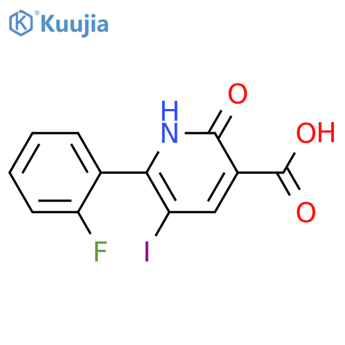 6-(2-Fluoro-phenyl)-5-iodo-2-oxo-1,2-dihydro-pyridine-3-carboxylic acid structure