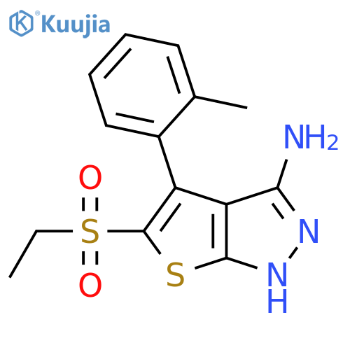 5-Ethanesulfonyl-4-o-tolyl-1H-thieno[2,3-c]pyrazol-3-ylamine structure