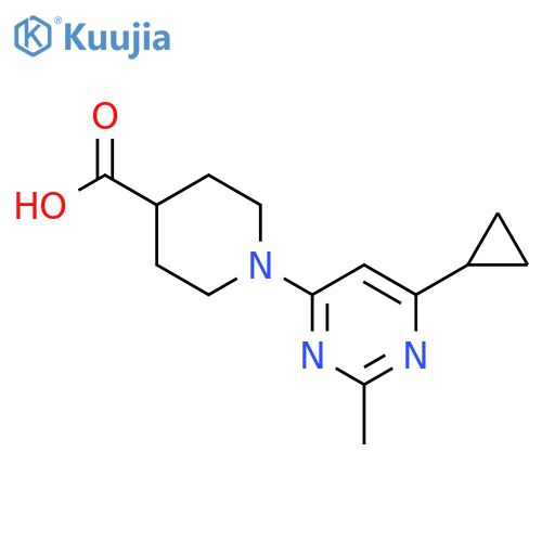 1-(6-Cyclopropyl-2-methyl-pyrimidin-4-yl)-piperidine-4-carboxylic acid structure