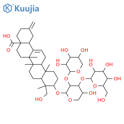 30-Noroleana-12,20(29)-dien-28-oic acid, 3-[(O-β-D-glucopyranosyl-(1→3)-O-[β-D-xylopyranosyl-(1→2)]-α-L-arabinopyranosyl)oxy]-23-hydroxy-, (3β,4α)- (9CI) structure