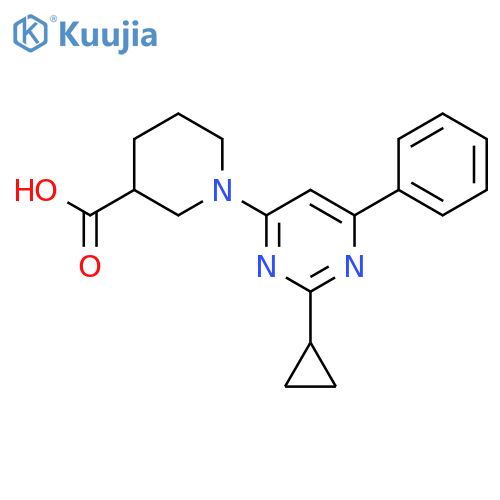 1-(2-Cyclopropyl-6-phenyl-pyrimidin-4-yl)-piperidine-3-carboxylic acid structure