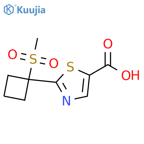 2-(1-Methanesulfonyl-cyclobutyl)-thiazole-5-carboxylic acid structure