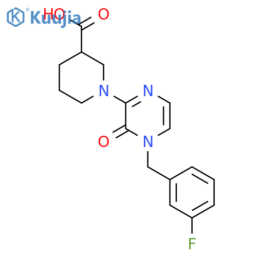 1-(4-(3-Fluorobenzyl)-3-oxo-3,4-dihydropyrazin-2-yl)piperidine-3-carboxylic acid structure