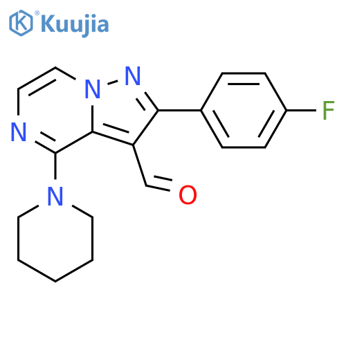 2-(4-Fluoro-phenyl)-4-piperidin-1-yl-pyrazolo[1,5-a]pyrazine-3-carbaldehyde structure