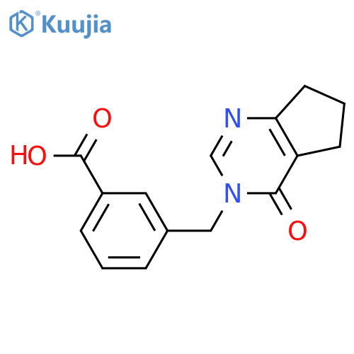 3-(4-Oxo-4,5,6,7-tetrahydro-cyclopentapyrimidin-3-ylmethyl)-benzoic acid structure