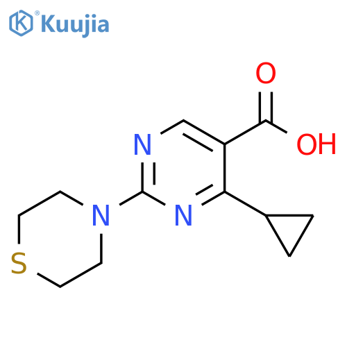 4-Cyclopropyl-2-thiomorpholin-4-yl-pyrimidine-5-carboxylic acid structure