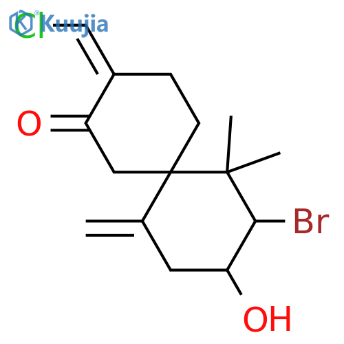 10-Bromo-15-chloro-9-hydroxy-3(15),7(14)-chamigradien-2-one; (3(15)Z,6S,9R,10S)-form structure