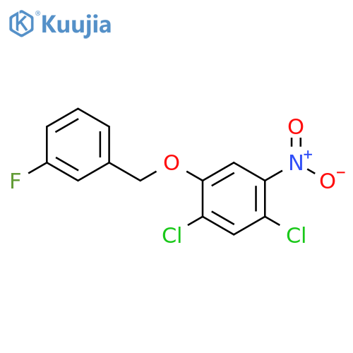 1,5-Dichloro-2-(3-fluorophenyl)-methoxy-4-nitrobenzene structure