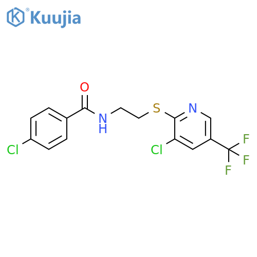 4-chloro-N-(2-{[3-chloro-5-(trifluoromethyl)pyridin-2-yl]sulfanyl}ethyl)benzamide structure