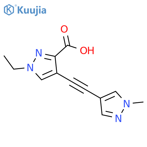 1-Ethyl-4-(1-methyl-1H-pyrazol-4-ylethynyl)-1H-pyrazole-3-carboxylic acid structure