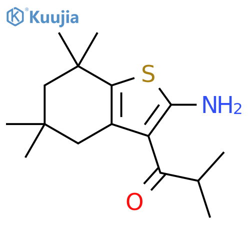 1-(2-amino-5,5,7,7-tetramethyl-4,5,6,7-tetrahydro-1-benzothiophen-3-yl)-2-methylpropan-1-one structure