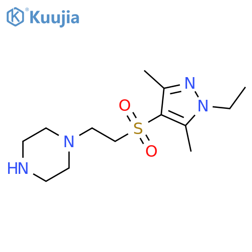 1-[2-(1-Ethyl-3,5-dimethyl-1H-pyrazole-4-sulfonyl)-ethyl]-piperazine structure