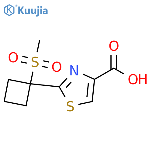 2-(1-Methanesulfonyl-cyclobutyl)-thiazole-4-carboxylic acid structure