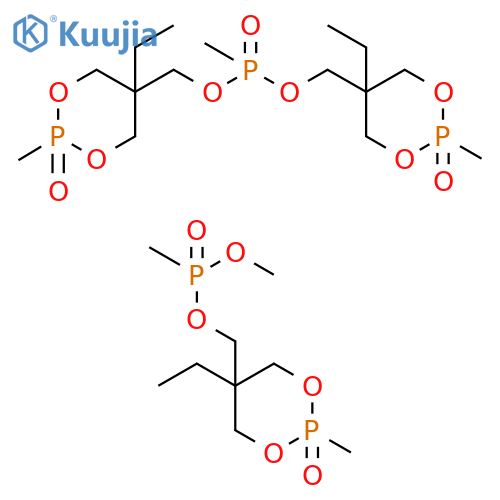 Phosphonic acid, methyl-, bis(5-ethyl-2-methyl-2,2-dioxido-1,3,2-dioxaphosphorinan-5-yl)methyl ester, mixt. with (5-ethyl-2-methyl-2-oxido-1,3,2-dioxaphosphorinan-5-yl)methyl methyl methylphosphonate structure
