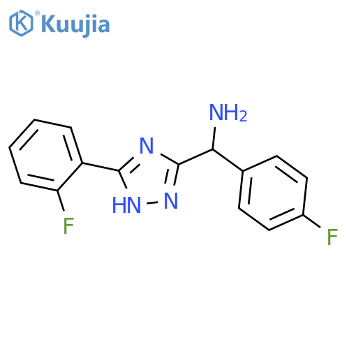 (4-fluorophenyl)-[5-(2-fluorophenyl)-1H-1,2,4-triazol-3-yl]methanamine structure