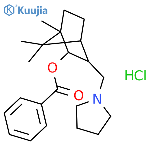 1,7,7-trimethyl-3-(pyrrolidin-1-ylmethyl)bicyclo[2.2.1]hept-2-yl benzoate hydrochloride (1:1) structure