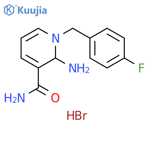 3-Pyridinecarboxamide, 2-amino-1-[(4-fluorophenyl)methyl]-1,2-dihydro-, hydrobromide (1:1) structure
