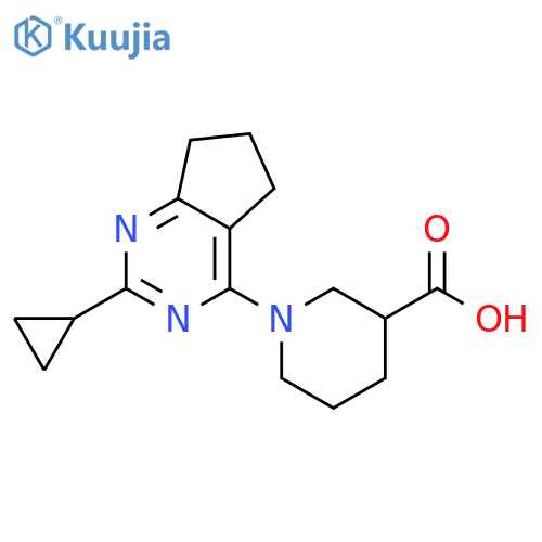 1-(2-Cyclopropyl-6,7-dihydro-5H-cyclopentapyrimidin-4-yl)-piperidine-3-carboxylic acid structure