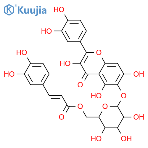 3,3',4',5,6,7-Hexahydroxyflavone; 6-O-[3,4-Dihydroxy-E-cinnamoyl-(→6)-β-D-glucopyranoside] structure