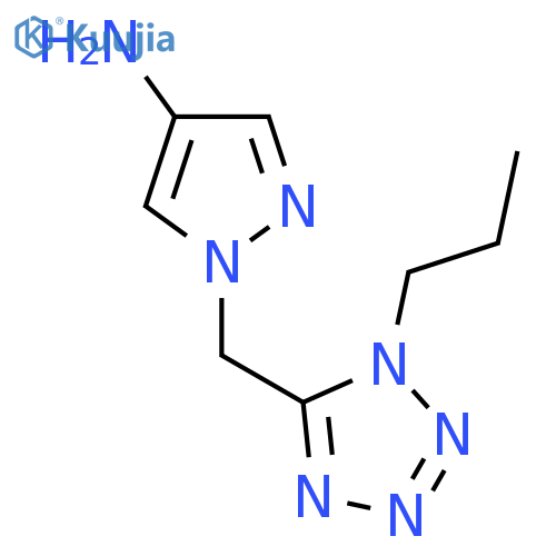 1-(1-propyl-1H-1,2,3,4-tetrazol-5-yl)methyl-1H-pyrazol-4-amine structure