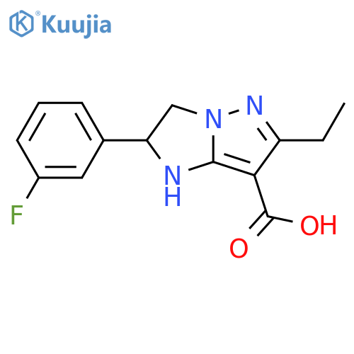 6-Ethyl-2-(3-fluoro-phenyl)-2,3-dihydro-1H-imidazo[1,2-b]pyrazole-7-carboxylic acid structure