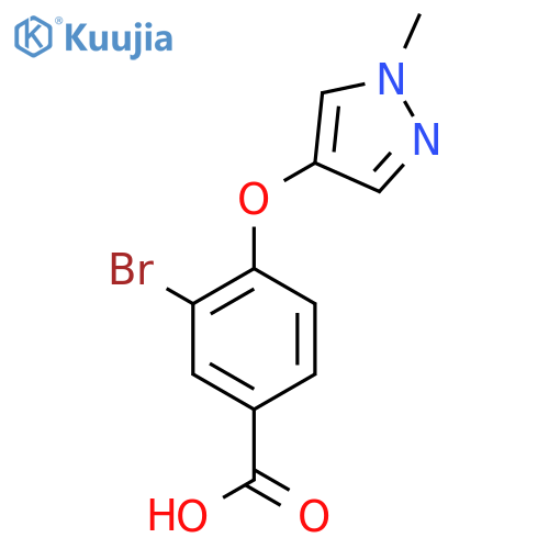 3-Bromo-4-[(1-methyl-1H-pyrazol-4-yl)oxy]benzoic acid structure
