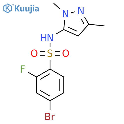 4-Bromo-N-(1,3-dimethyl-1H-pyrazol-5-yl)-2-fluorobenzenesulfonamide structure