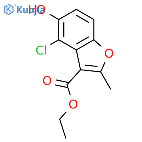 3-Benzofurancarboxylic acid, 4-chloro-5-hydroxy-2-methyl-, ethyl ester structure