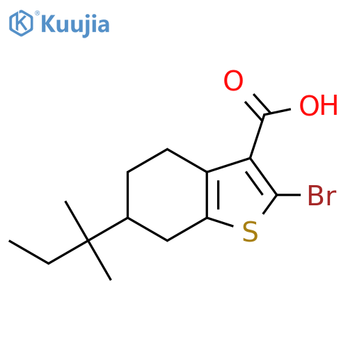 2-bromo-6-(2-methylbutan-2-yl)-4,5,6,7-tetrahydro-1-benzothiophene-3-carboxylic acid structure