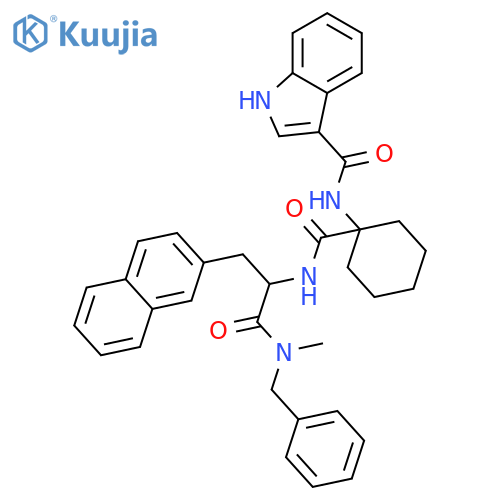 1H-Indole-3-carboxamide,N-[1-[[[(1S)-2-[methyl(phenylmethyl)amino]-1-(2-naphthalenylmethyl)-2-oxoethyl]amino]carbonyl]cyclohexyl]- structure