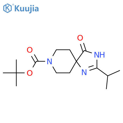 Tert-Butyl 2-isopropyl-4-oxo-1,3,8-triazaspiro[4.5]dec-1-ene-8-carboxylate structure